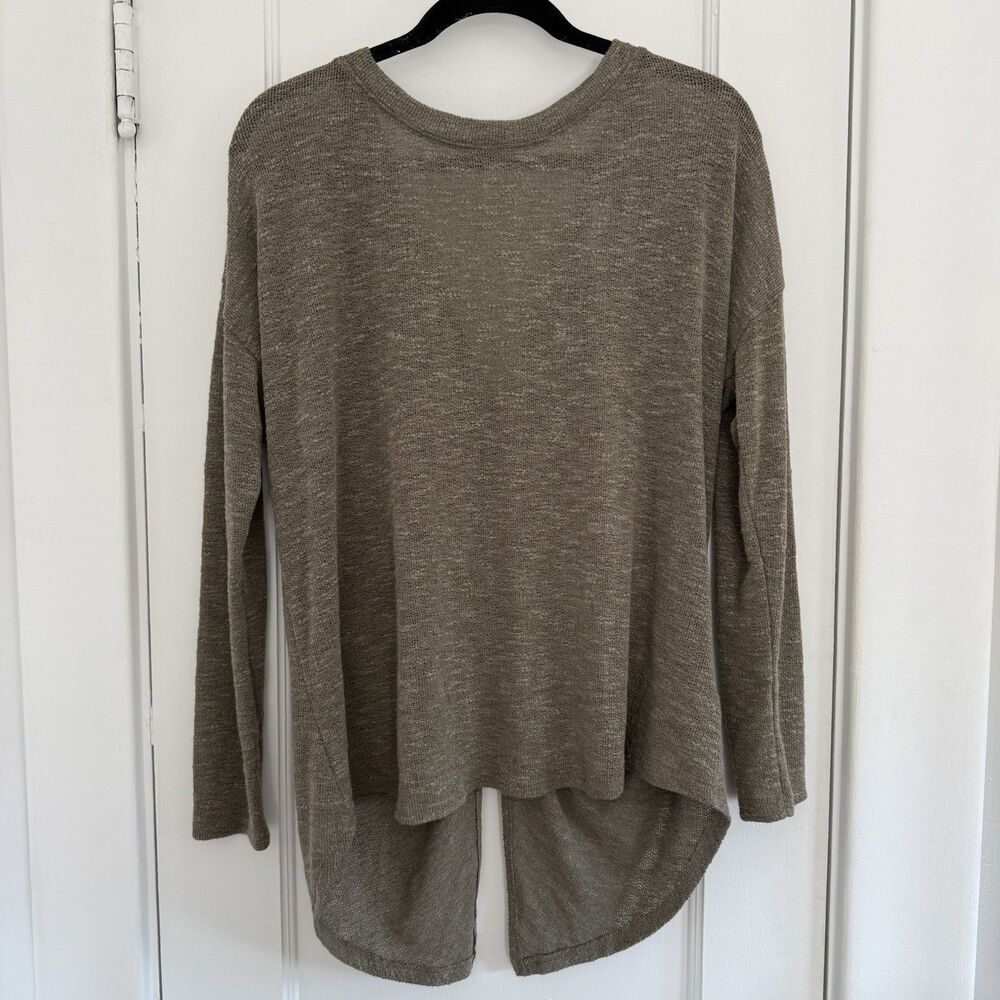 Cherish Ruched Back Knit Olive Long Sleeve Top Size M